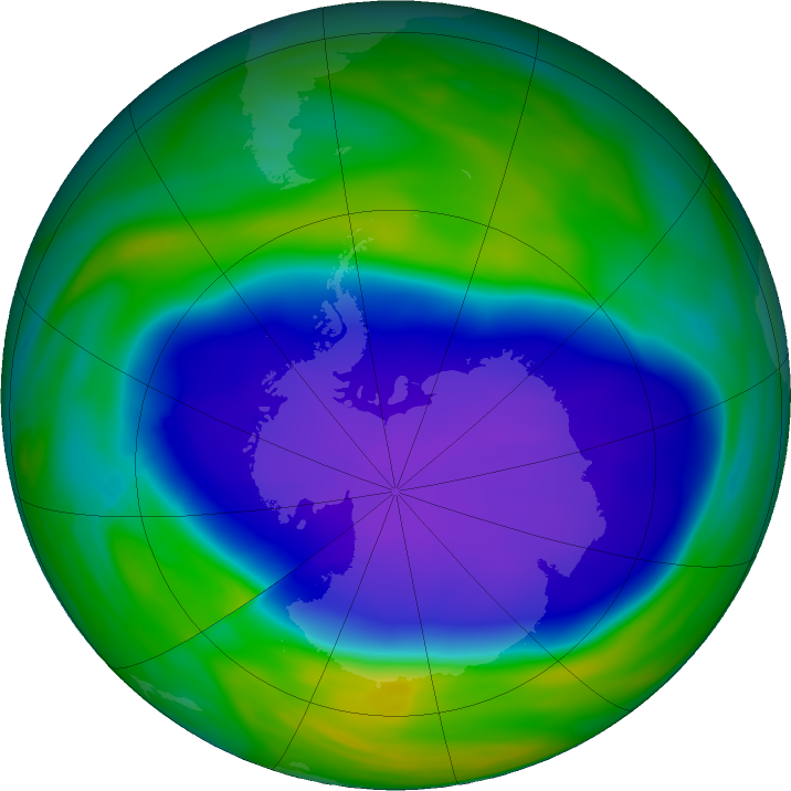 Antarctic ozone map for 09 October 2022